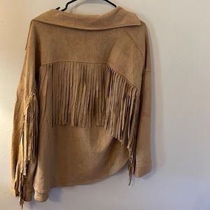 Never Worn Tan Fringe Shacket - Faux Suede